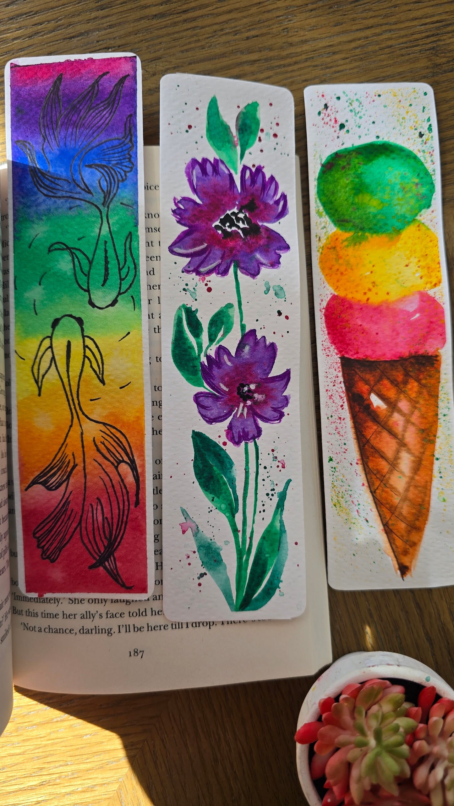 Watercolor bookmark (Set of 3)