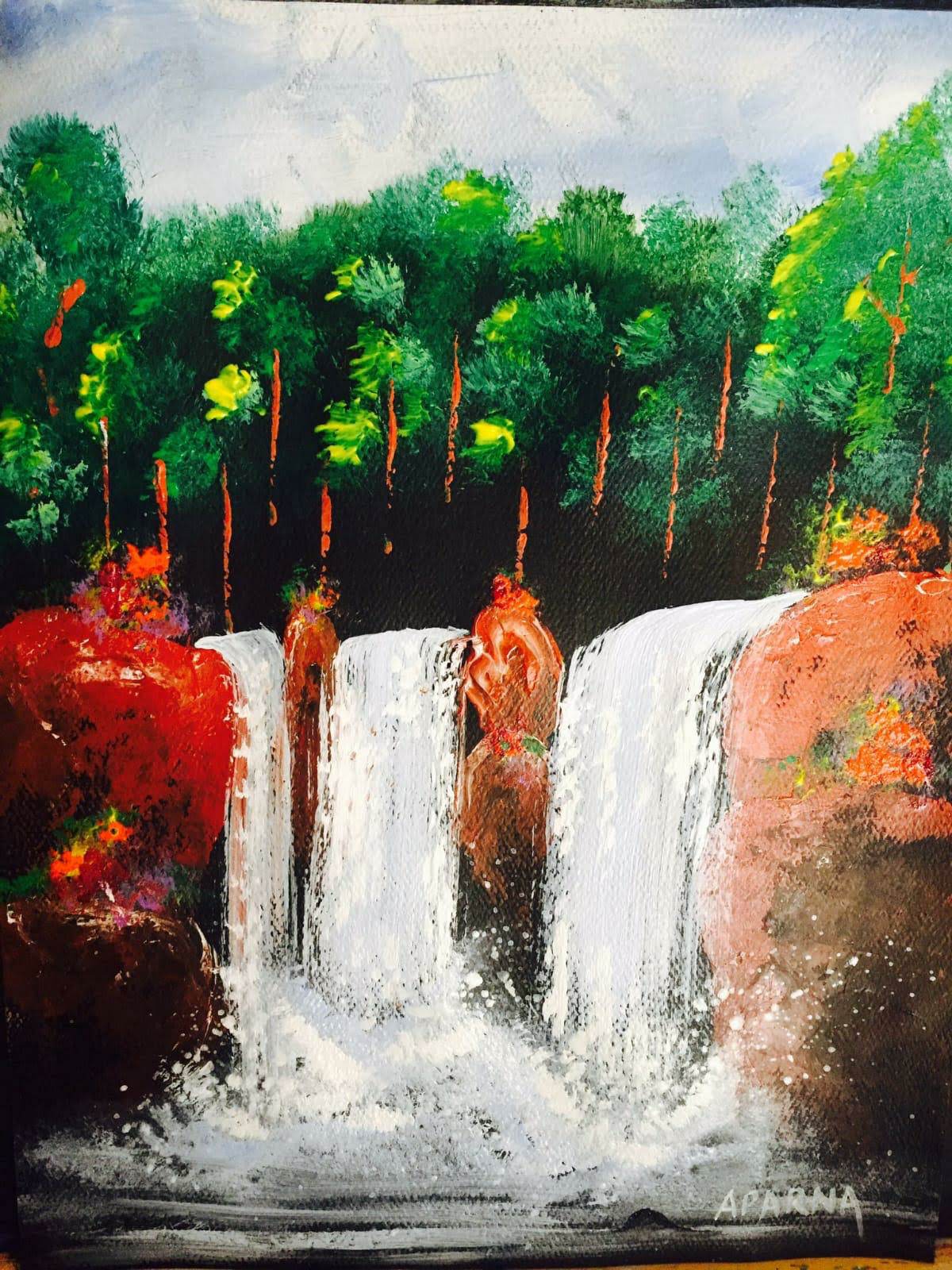 The Majestic Cascade: Rocks, Water, and Wilds"( waterfall)